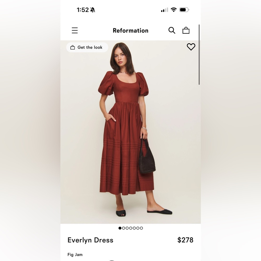 Reformation Everlyn Dress Fig Jam - Size 8